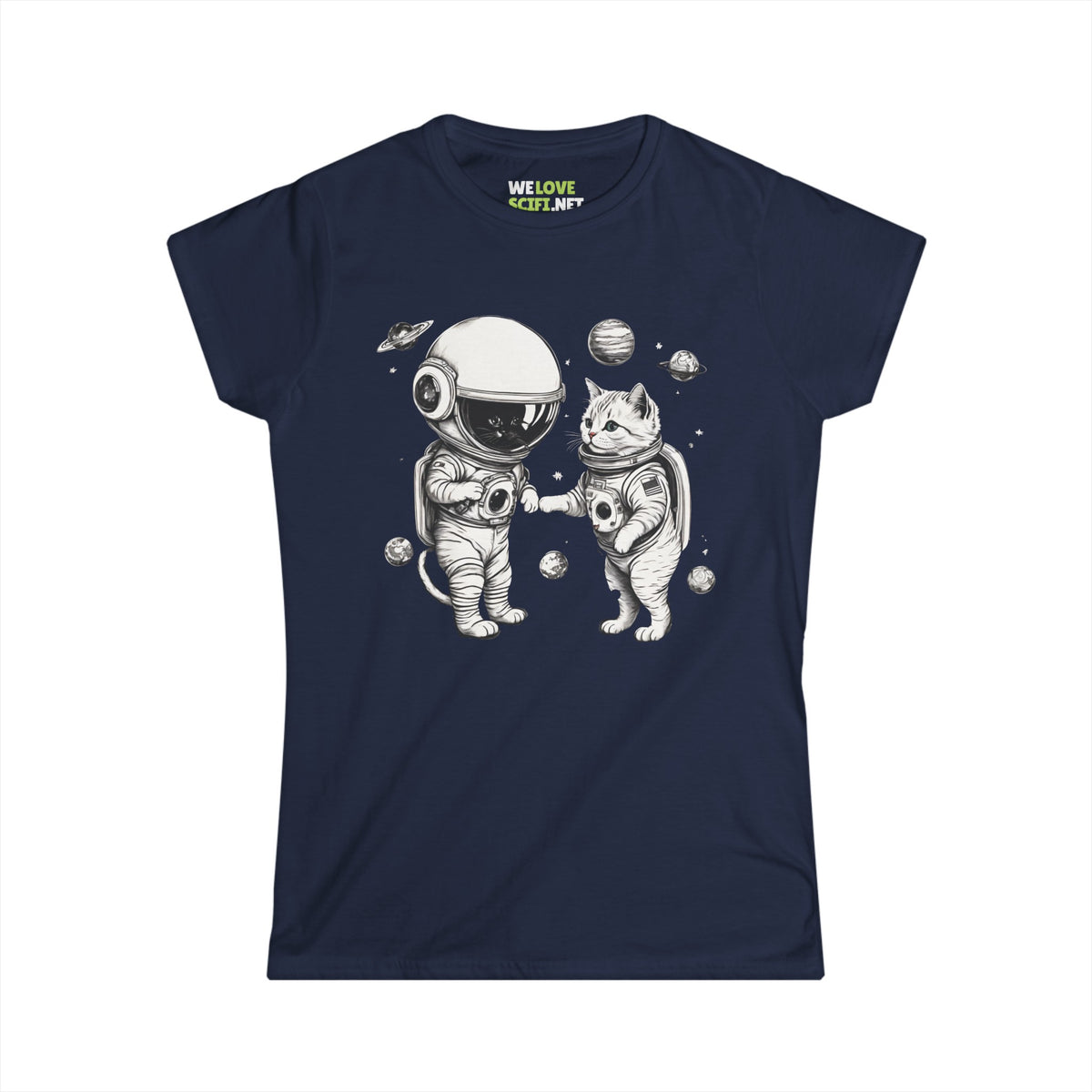 Space Kitties Astronaut Cats Woman's Tee | Sci-Fi Apparel