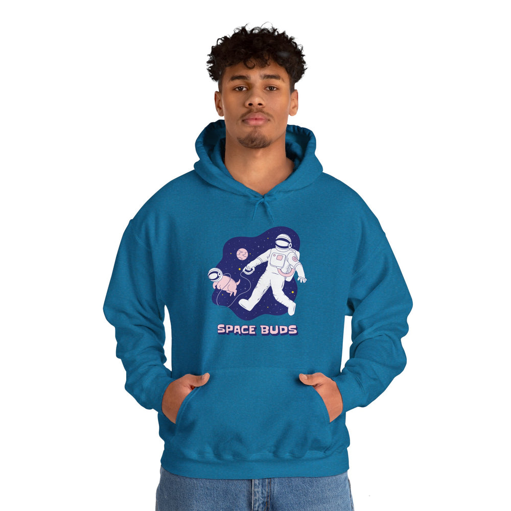 Space Buds Hoodie Funny Astronaut and Dog Sci-Fi Hoodie