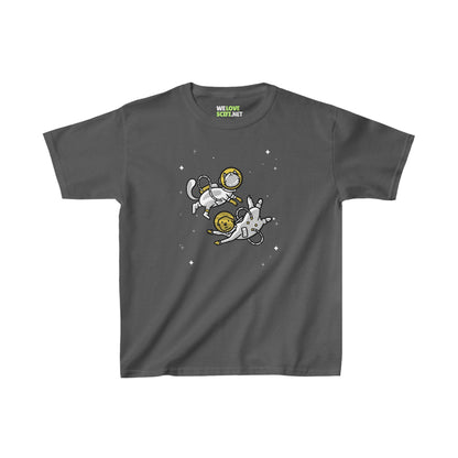 Cat And Dog Astro Friends Kids Astronaut Heavy Cotton Tee