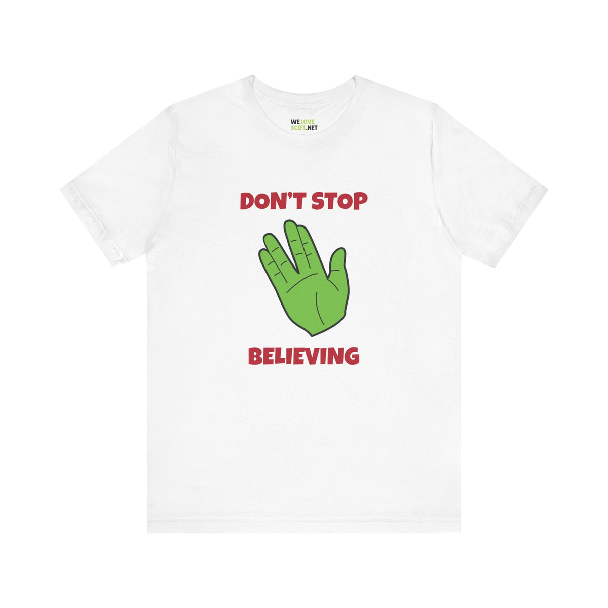 Don’t Stop Believing Funny Spock Christmas Unisex Tee-welovescifi.net