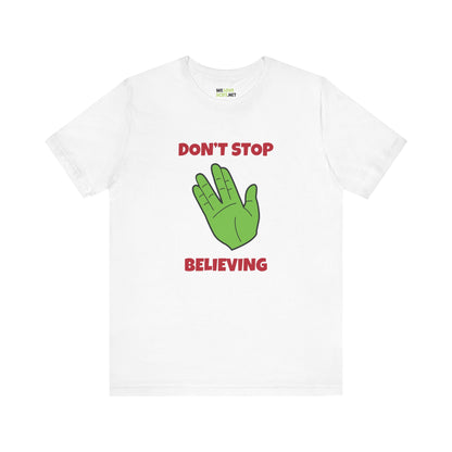 Don’t Stop Believing Funny Spock Christmas Unisex Tee-welovescifi.net