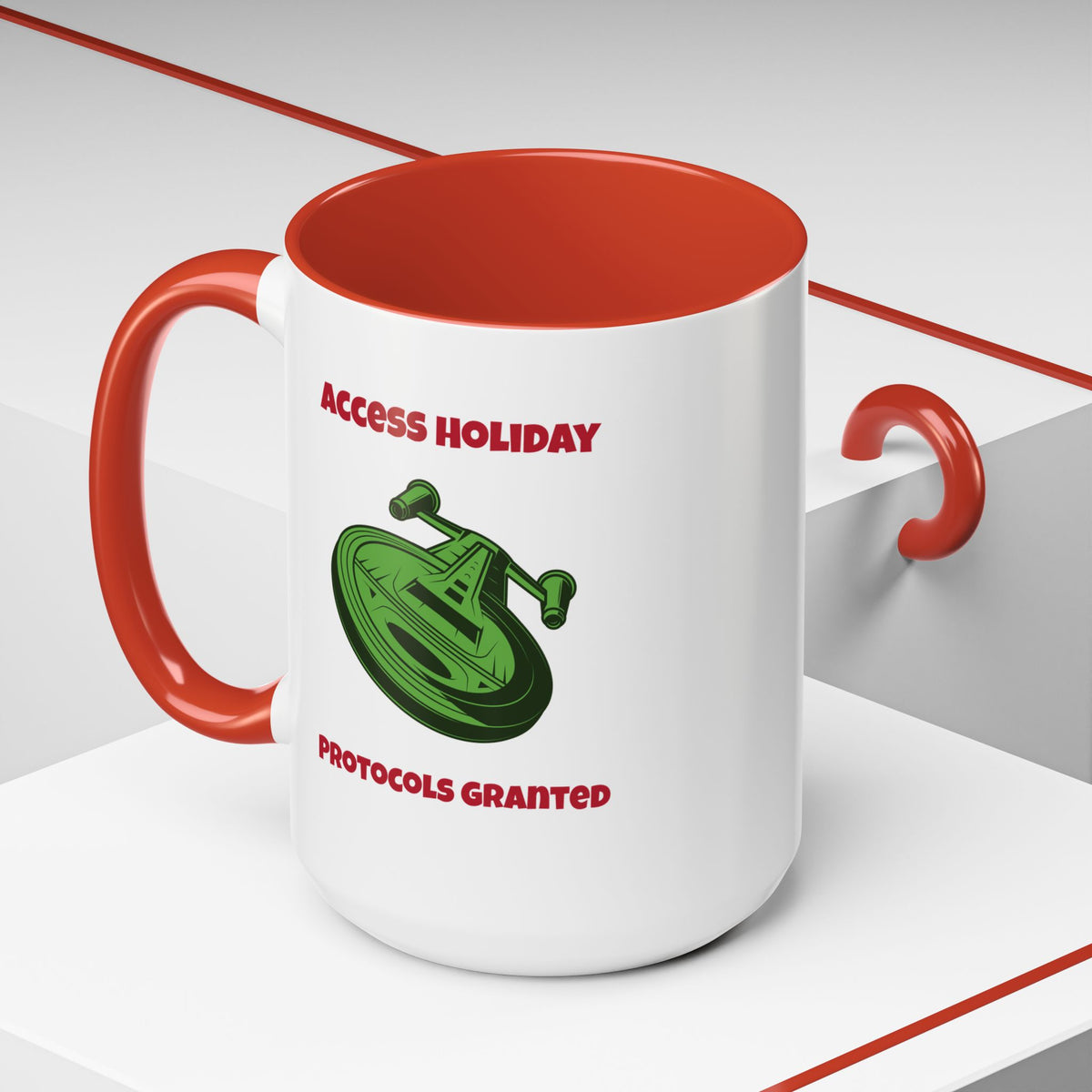 Access Holiday Protocols Funny SciFi Christmas Accent Mug-welovescifi.net