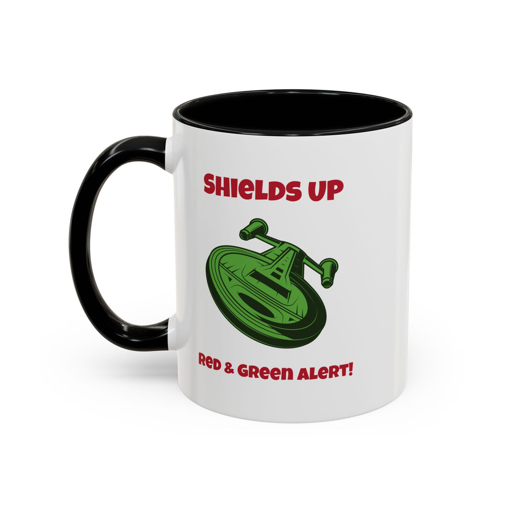 Red And Green Alert Funny SciFi Christmas Accent Mug-welovescifi.net