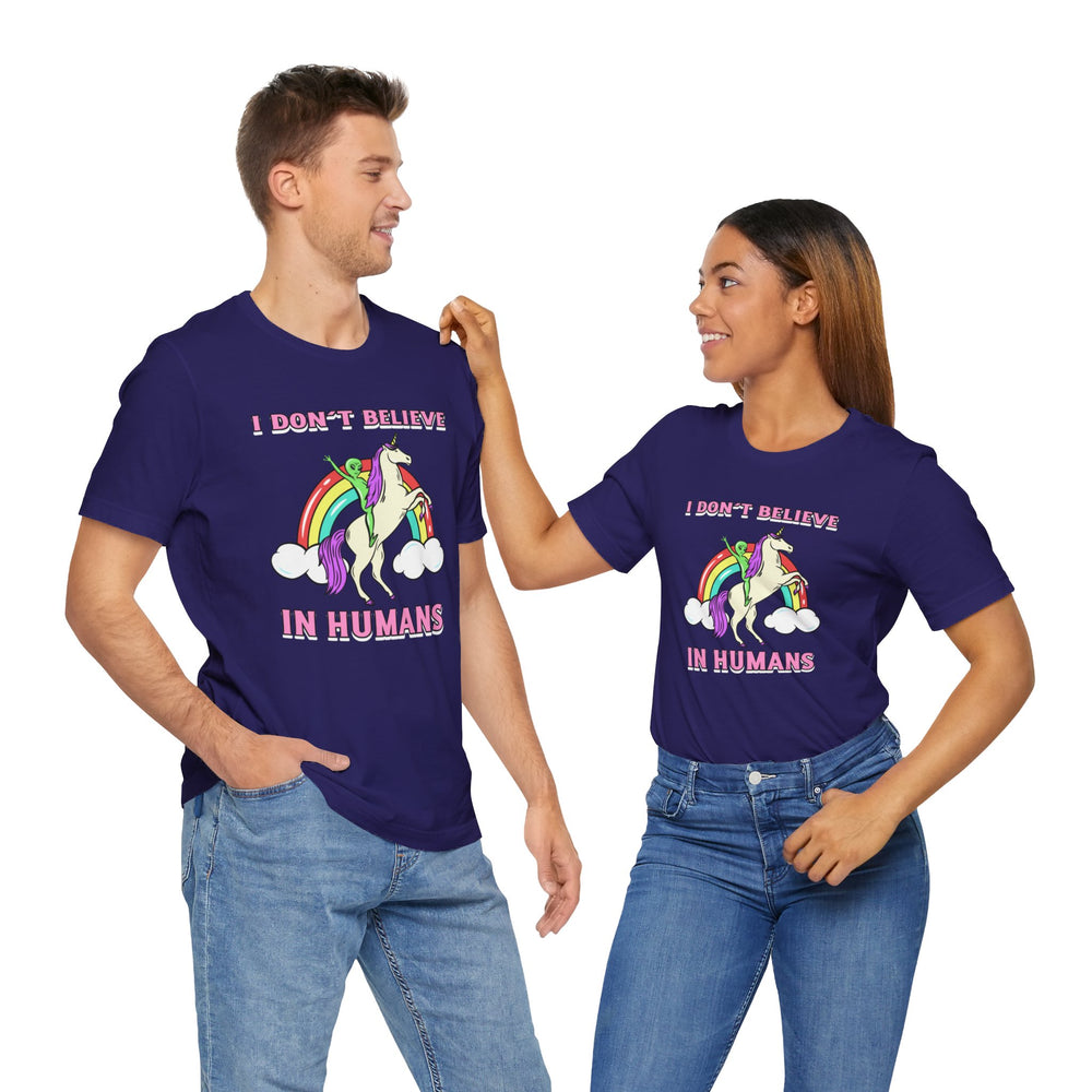 Humans Unicorn UFO Sci-Fi T-Shirt - Sci-Fi T-Shirt