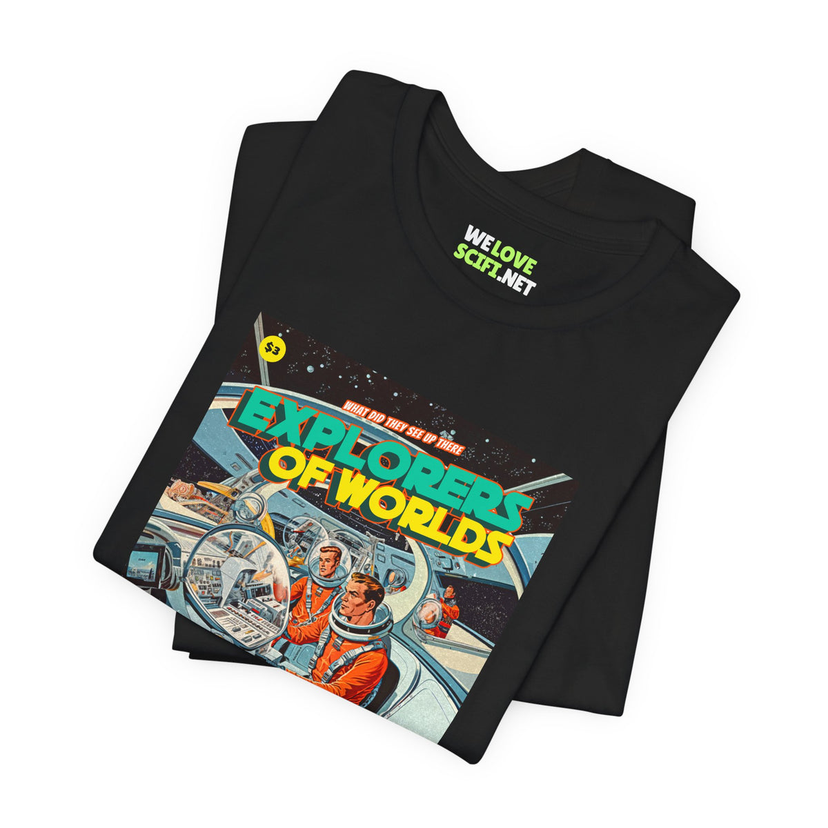 Explorers Of Worlds Retro Sci-Fi T-Shirt-welovescifi.net