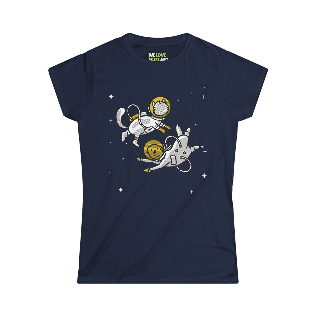 Funny Cat And Dog Astronaut Woman's Tee-welovescifi.net