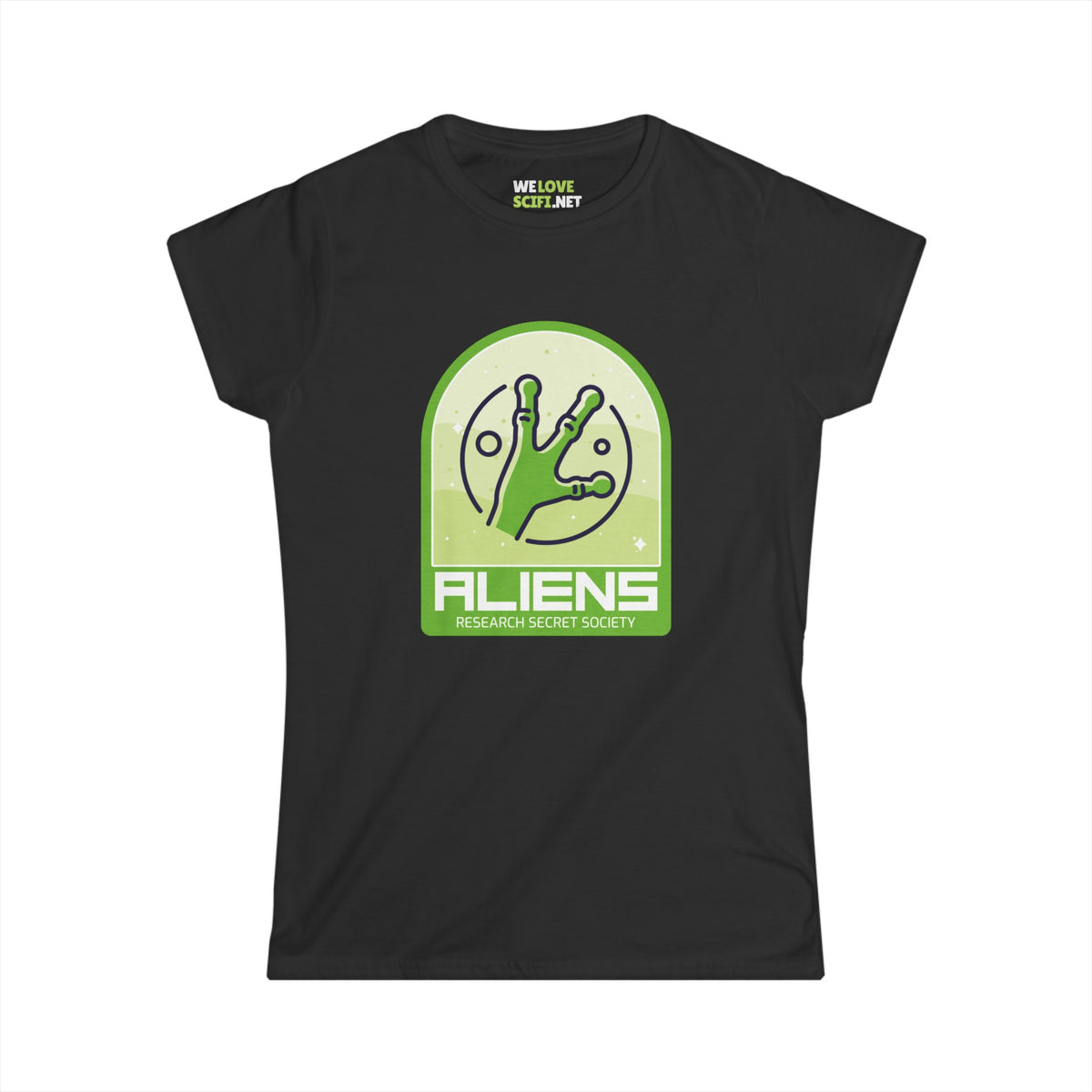 Aliens Research Society Funny Woman's Tee-welovescifi.net