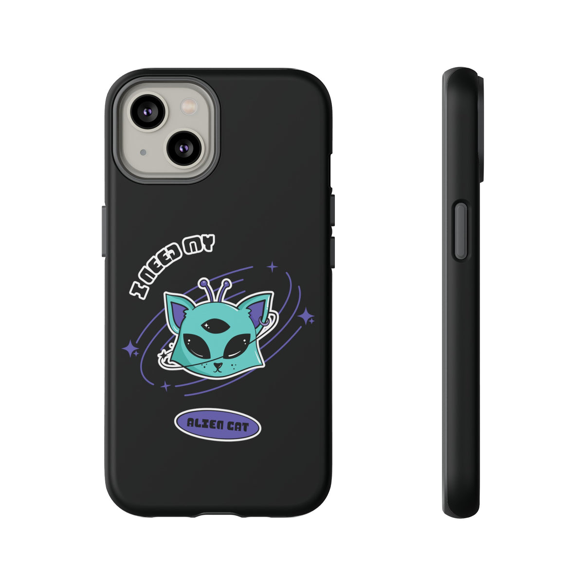 Alien Cat iPhone Case | Funny UFO Sci-Fi Tough Mobile Cover