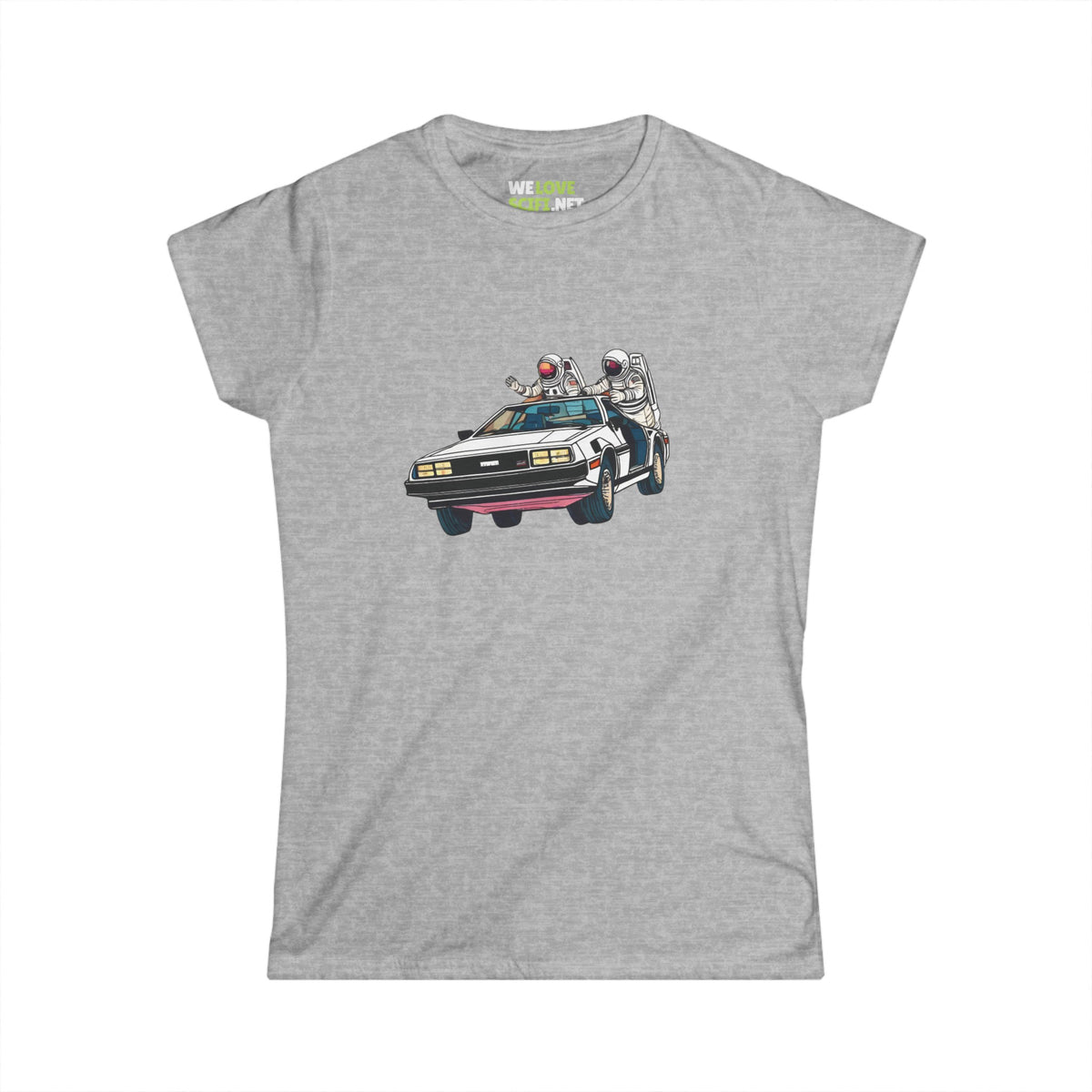 Delorean Party Astronaut Woman's Tee-welovescifi.net