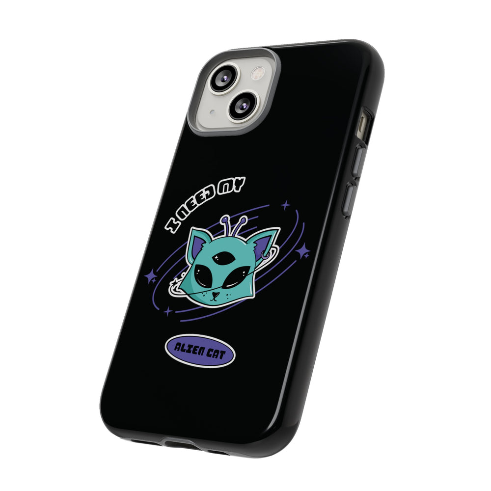 Alien Cat iPhone Case | Funny UFO Sci-Fi Tough Mobile Cover