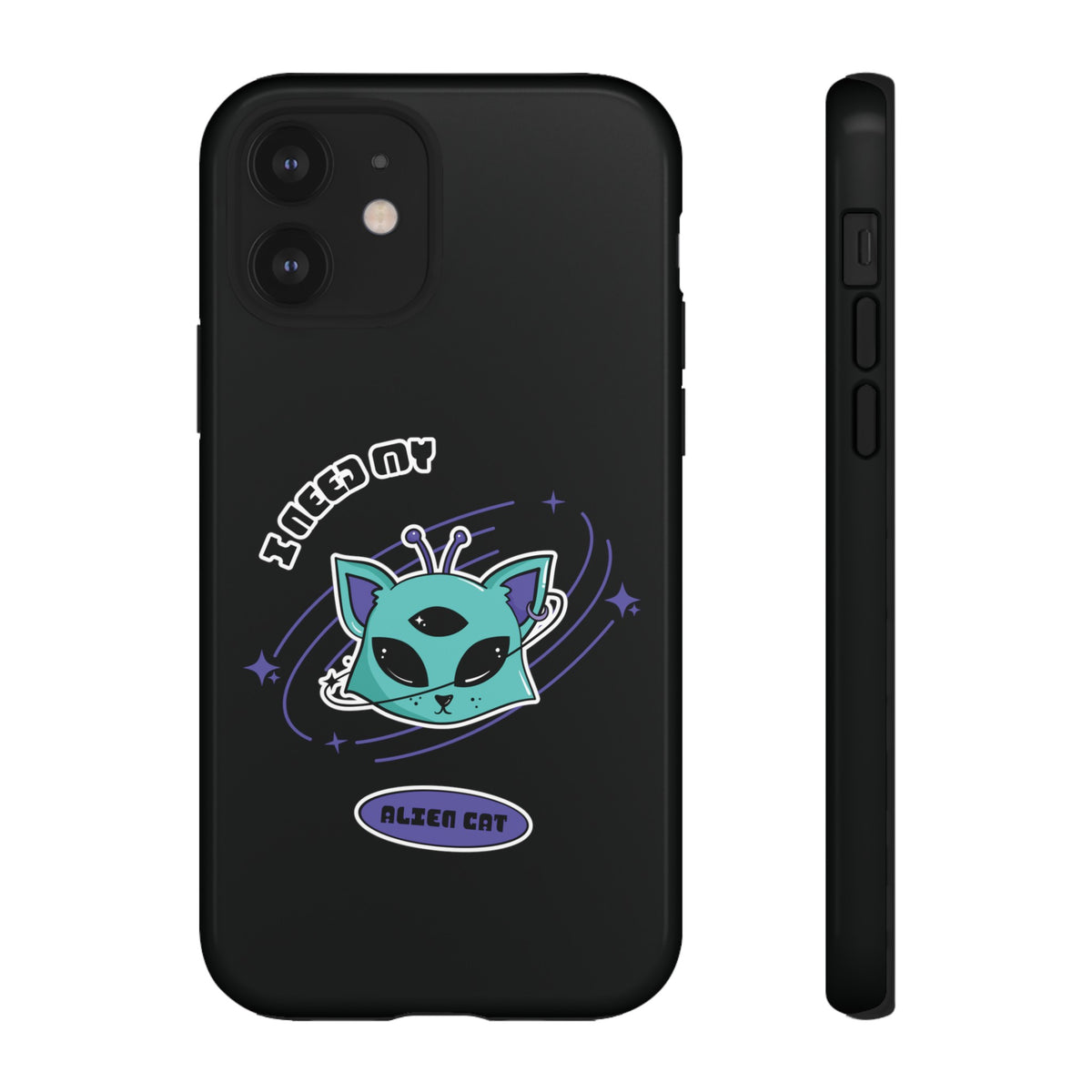 Alien Cat iPhone Case | Funny UFO Sci-Fi Tough Mobile Cover