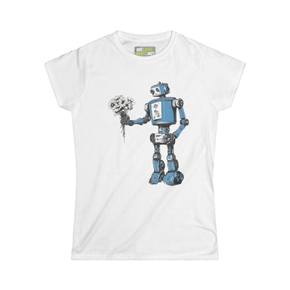 You Never Bring Me Flowers SpaceArt Robot Woman's Tee-welovescifi.net