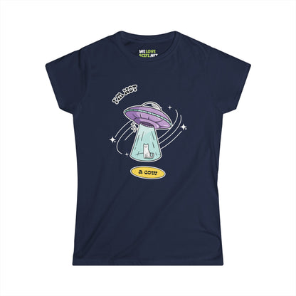 funny cat UFO tee-Not A Cow Funny Cat UFO Woman's Tee