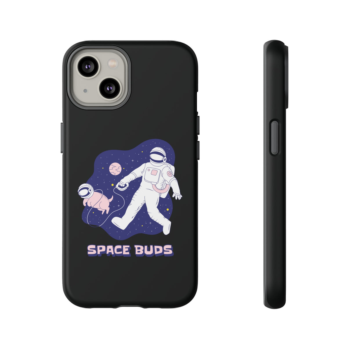 Space Buds iPhone Cases Fun Sci-Fi Astronaut & Dog Covers