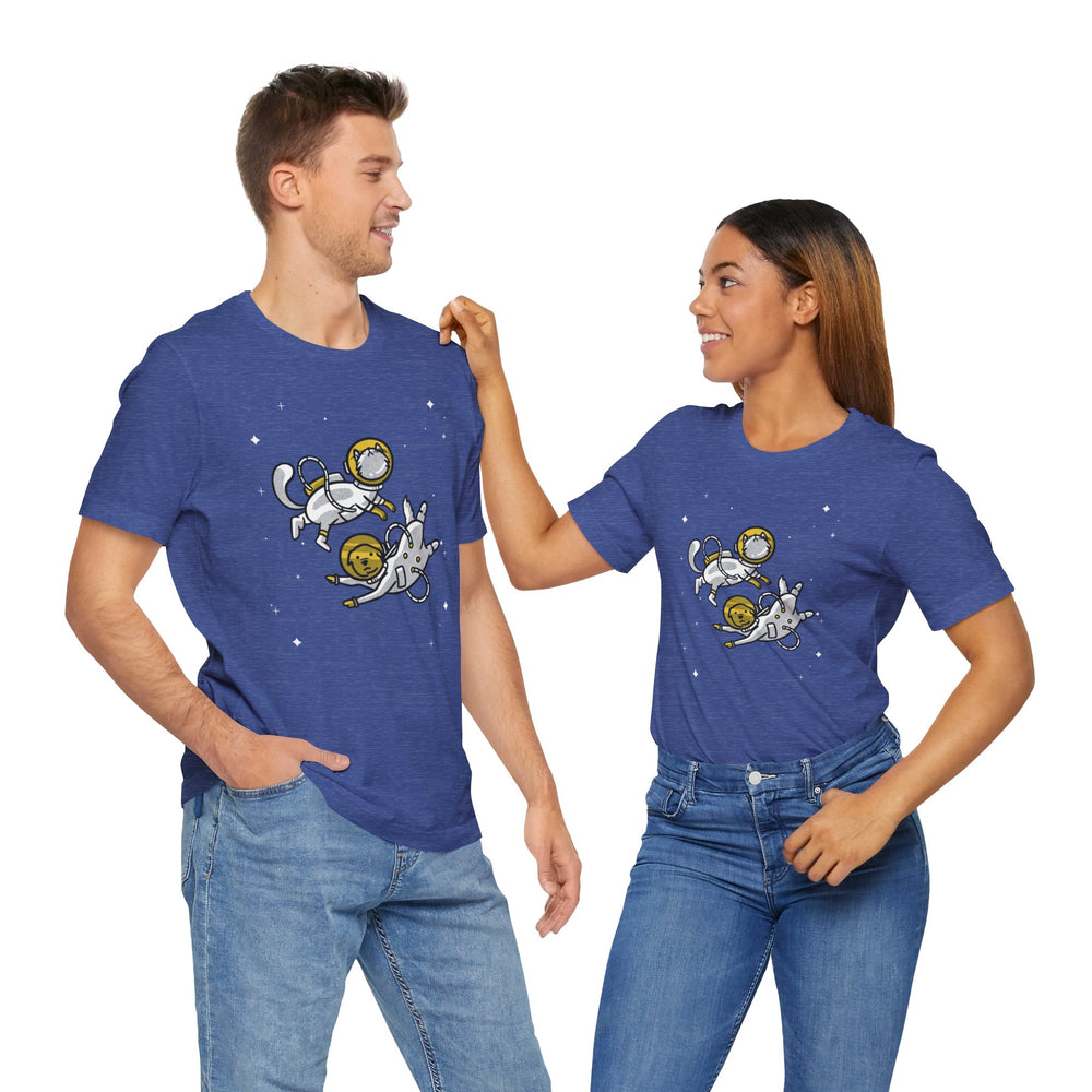 Space Buddies T-Shirt Funny Dog & Cat Astronaut Sci-Fi Tee