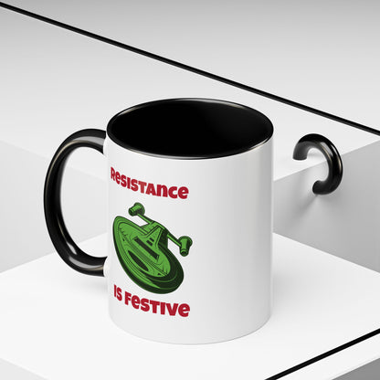 Resistance Is Festive Funny SciFi Christmas Accent Mug-welovescifi.net