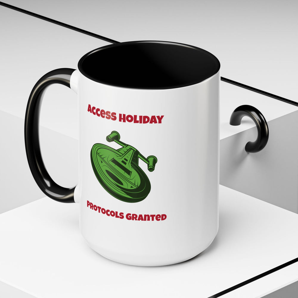 Access Holiday Protocols Funny SciFi Christmas Accent Mug-welovescifi.net