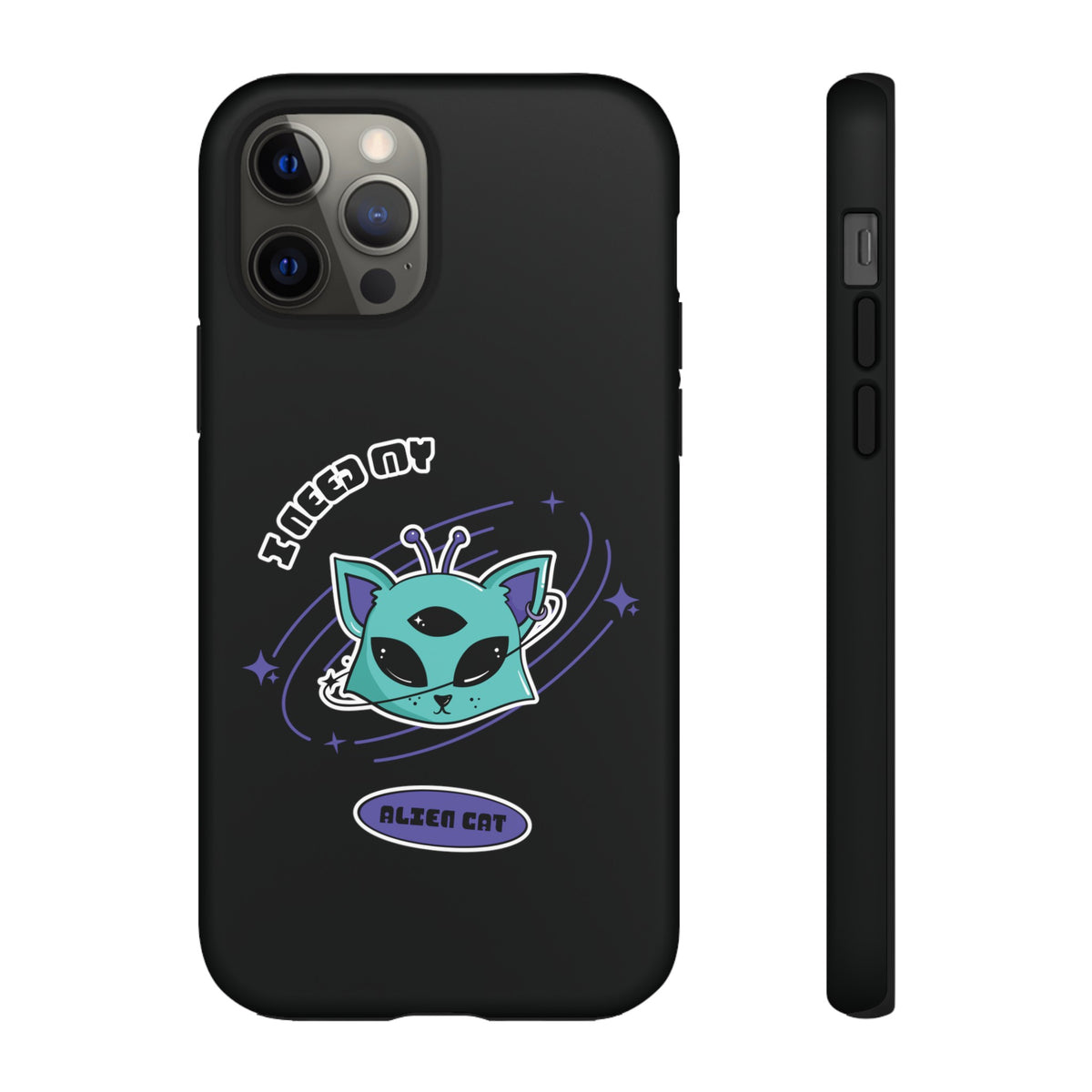 Alien Cat iPhone Case | Funny UFO Sci-Fi Tough Mobile Cover