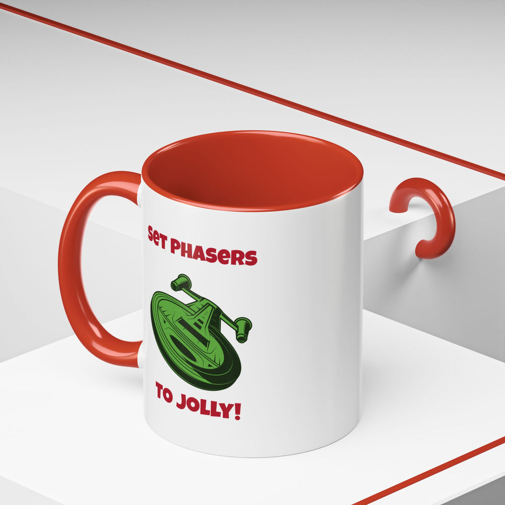 Jolly Phasers Funny SciFi Christmas Accent Mug-welovescifi.net