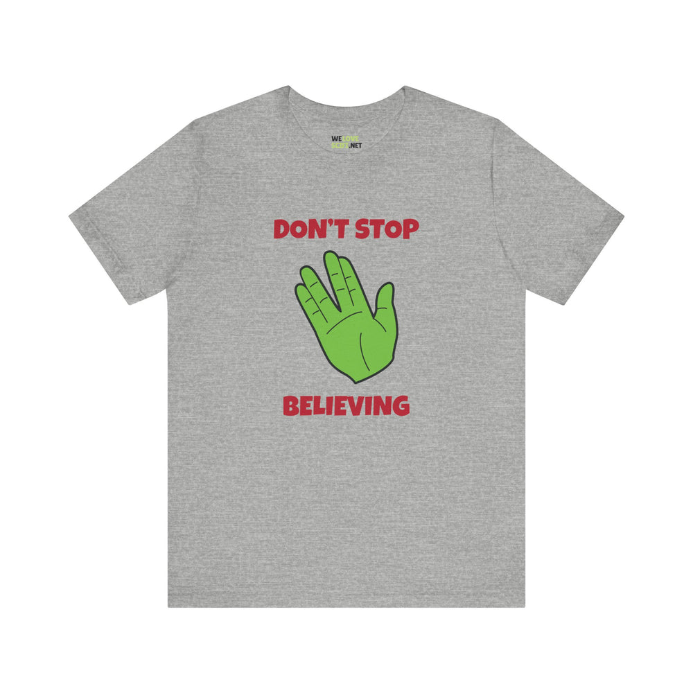 Don’t Stop Believing Funny Spock Christmas Unisex Tee-welovescifi.net