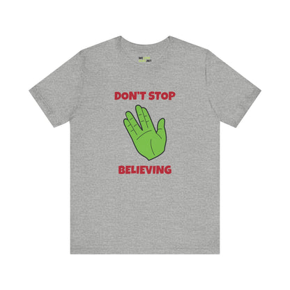 Don’t Stop Believing Funny Spock Christmas Unisex Tee-welovescifi.net