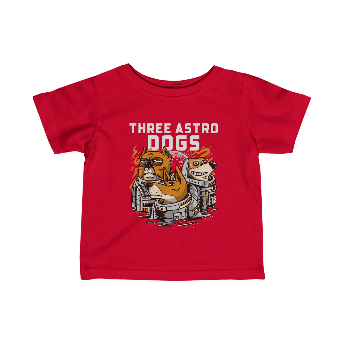 Three Astro Dogs Funny Astronaut Infant Fine Jersey Tee-welovescifi.net