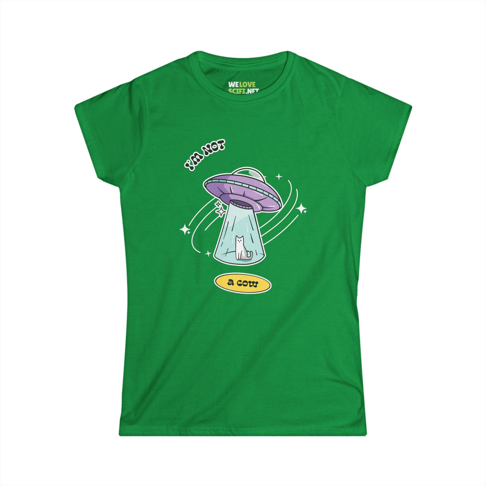 funny cat UFO tee-Not A Cow Funny Cat UFO Woman's Tee