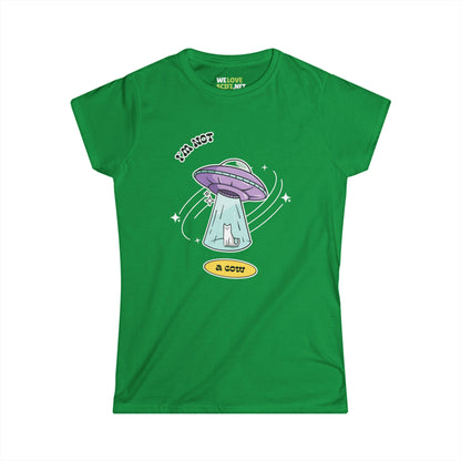 funny cat UFO tee-Not A Cow Funny Cat UFO Woman's Tee