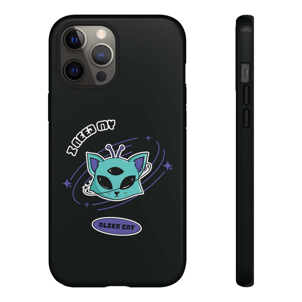 Alien Cat iPhone Case | Funny UFO Sci-Fi Tough Mobile Cover