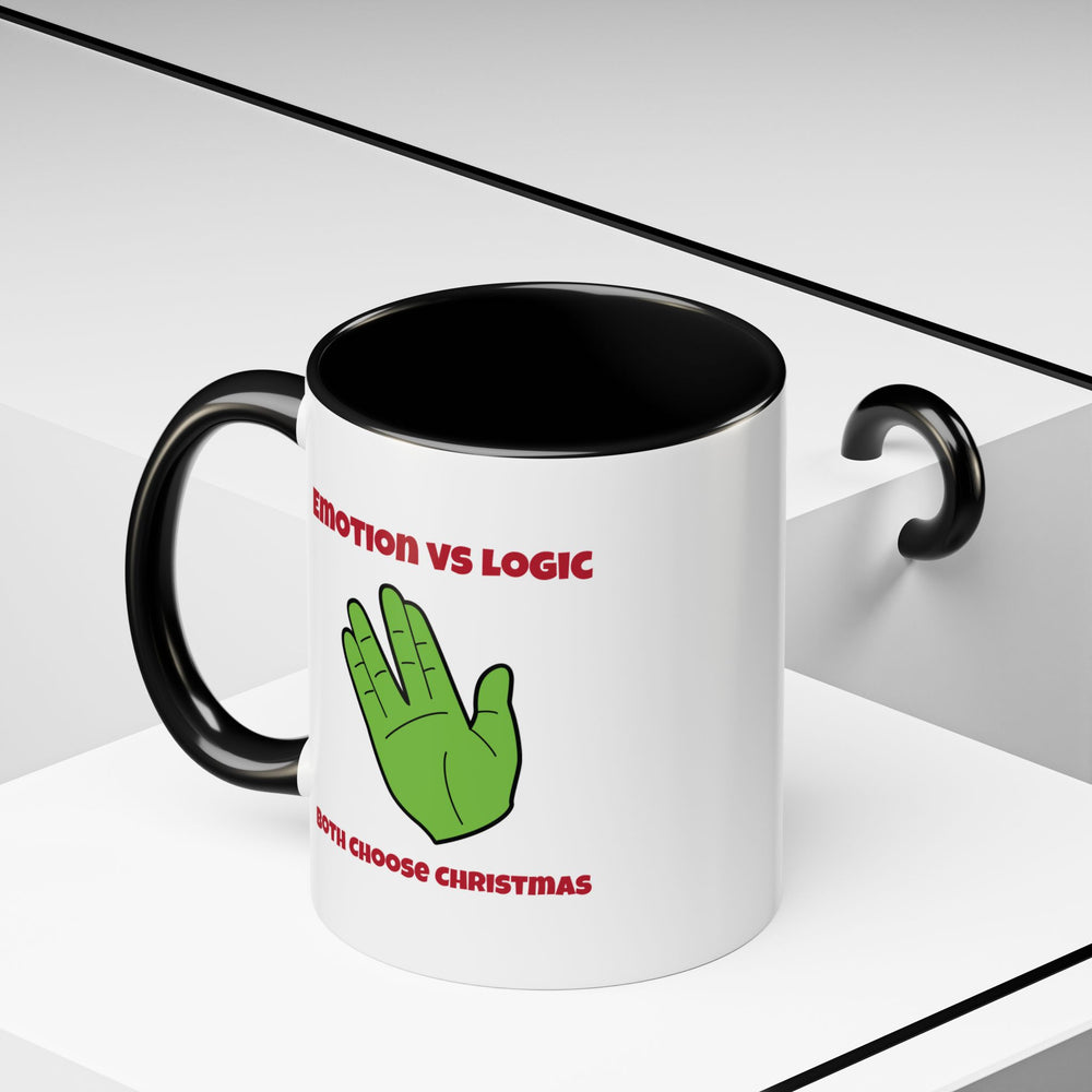 Emotion vs Logic Funny Spock Christmas Accent Mug-welovescifi.net