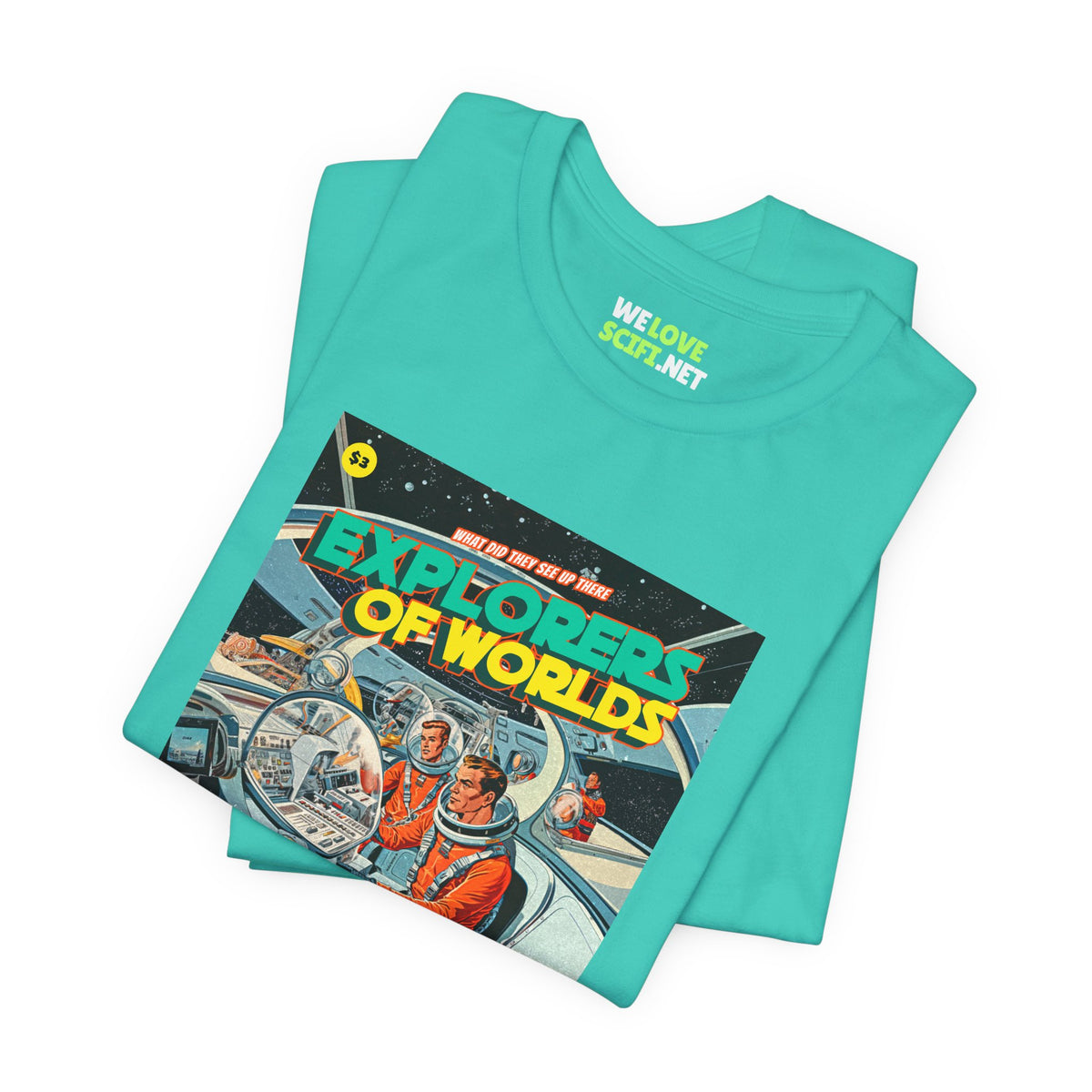 Explorers Of Worlds Retro Sci-Fi T-Shirt-welovescifi.net