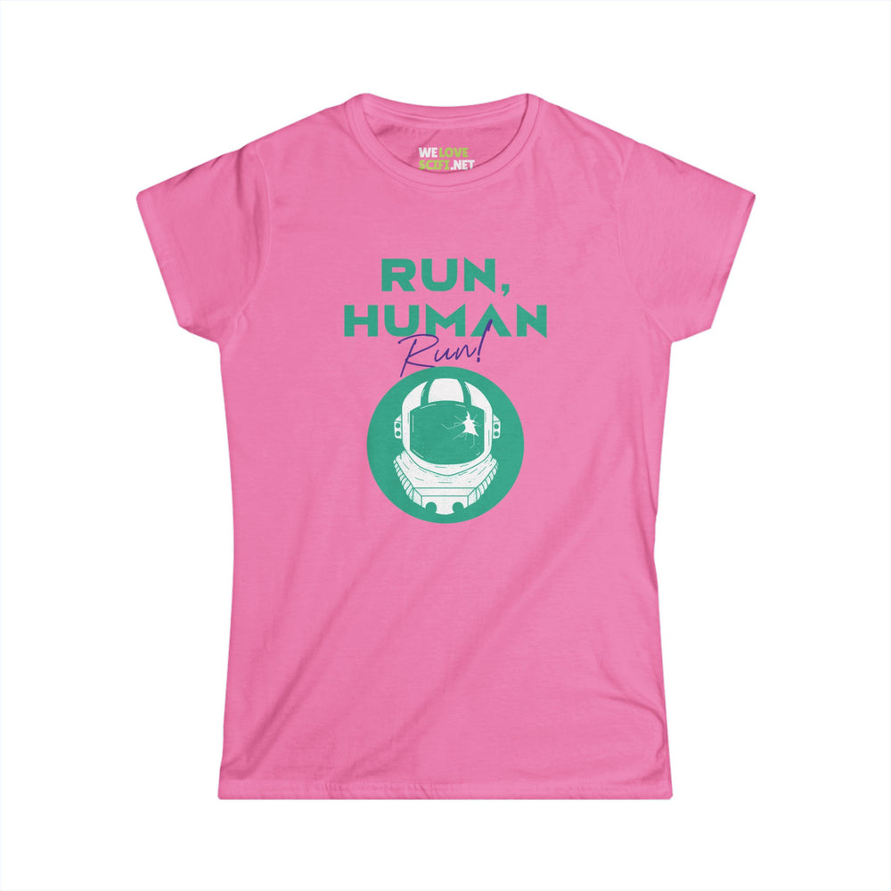 funny astronaut tee-Run Human Run Funny Astronaut Women Tee