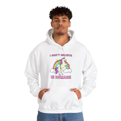 Funny Unicorn Hoodie: I Don't Believe in Humans Sci-Fi Alien