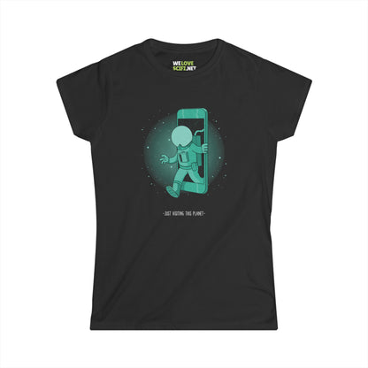 Visiting This Planet Funny Astronaut Woman's Tee-welovescifi.net