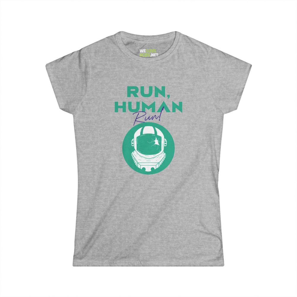 funny astronaut tee-Run Human Run Funny Astronaut Women Tee