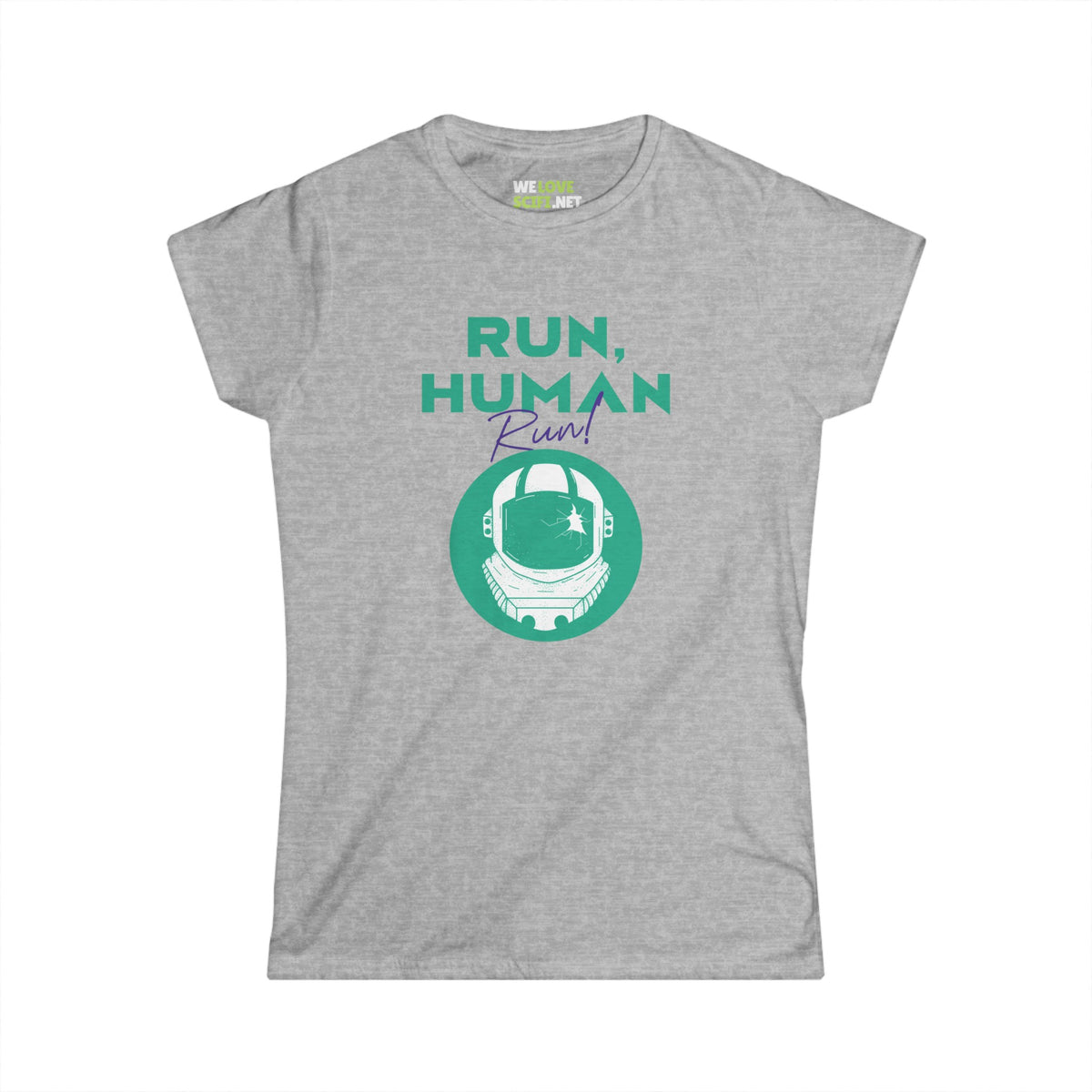 funny astronaut tee-Run Human Run Funny Astronaut Women Tee