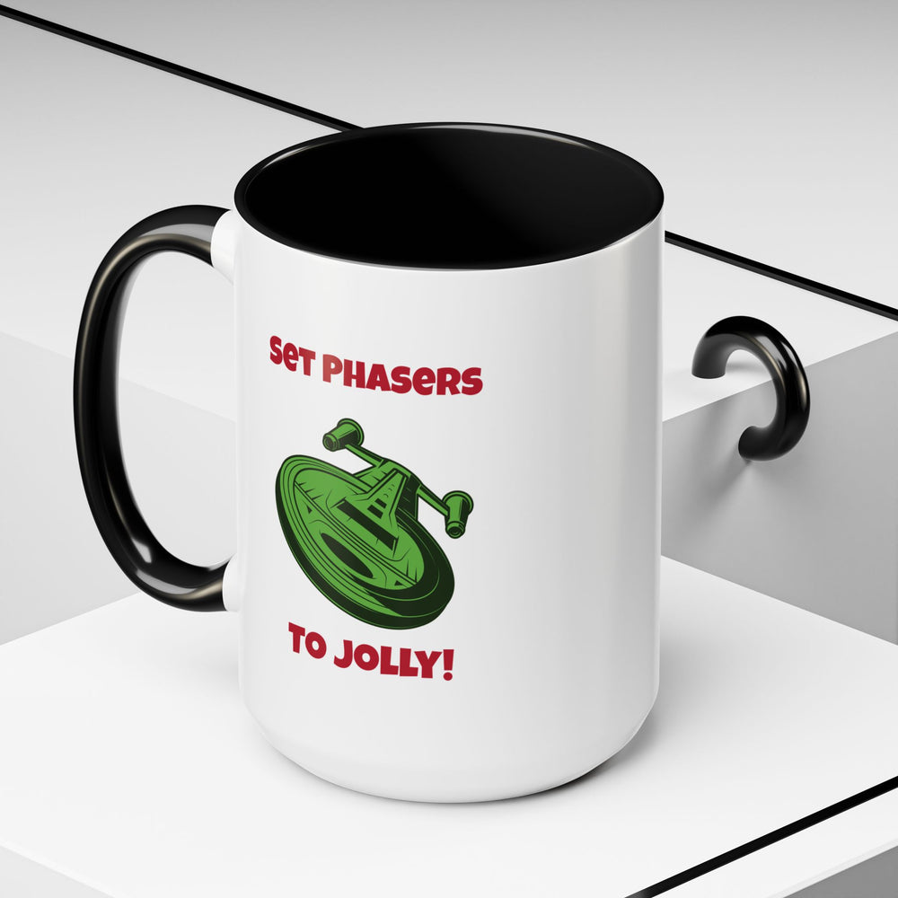 Jolly Phasers Funny SciFi Christmas Accent Mug-welovescifi.net