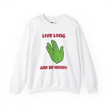 Live Long And Be Merry Funny Spock Christmas Crewneck Sweatshirt-welovescifi.net