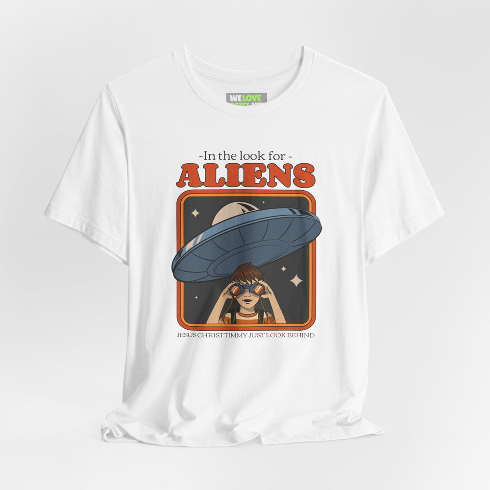 ufo sci-fi t-shirt-Just Look Behind UFO Sci-Fi T-Shirt