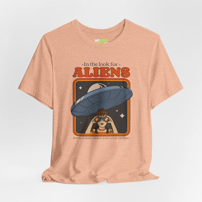 ufo sci-fi t-shirt-Just Look Behind UFO Sci-Fi T-Shirt