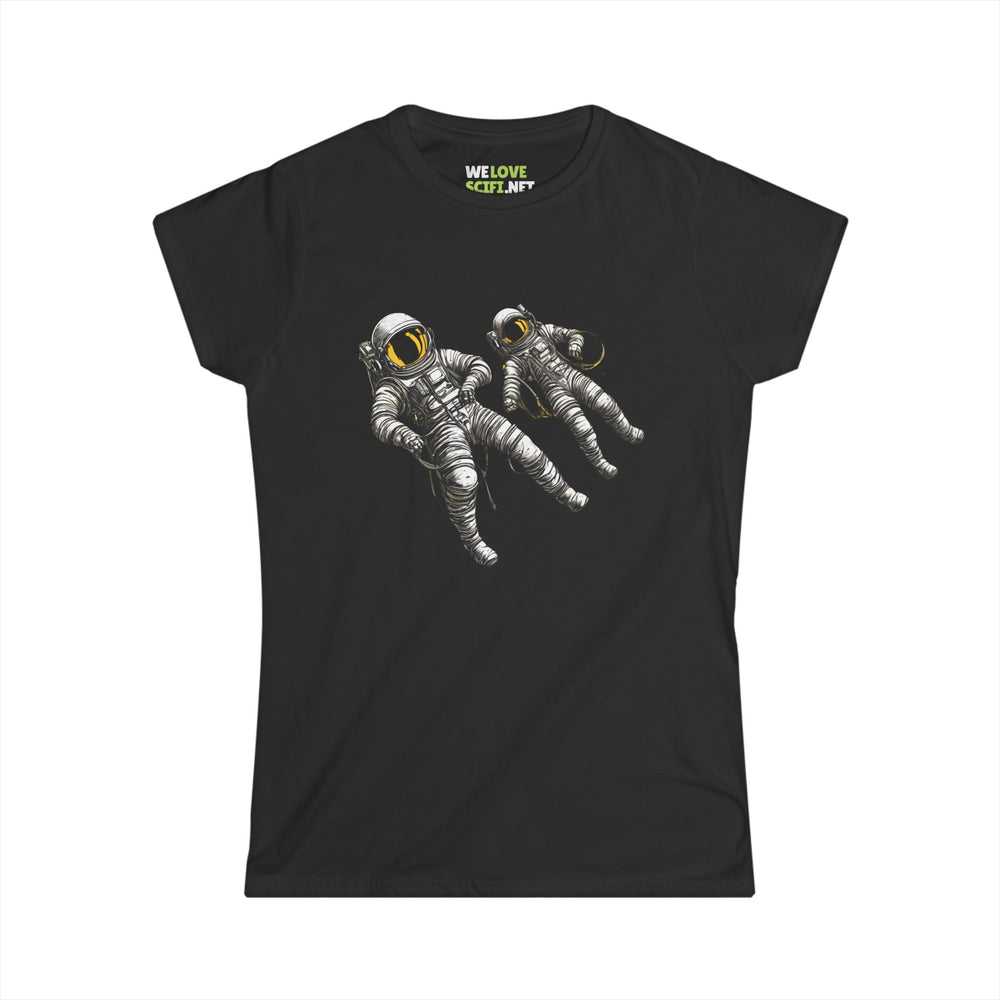 Astronauts Floating SciFi Woman's Tee-welovescifi.net