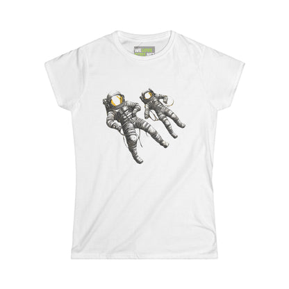 Astronauts Floating SciFi Woman's Tee-welovescifi.net