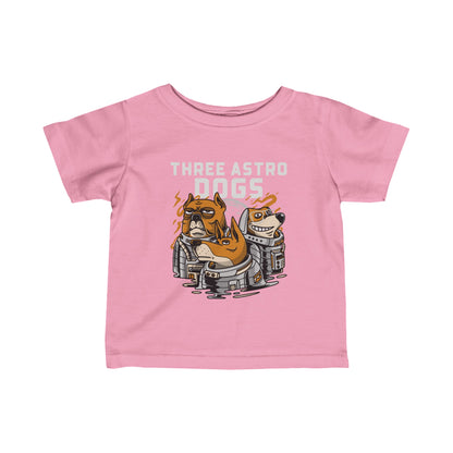 Three Astro Dogs Funny Astronaut Infant Fine Jersey Tee-welovescifi.net