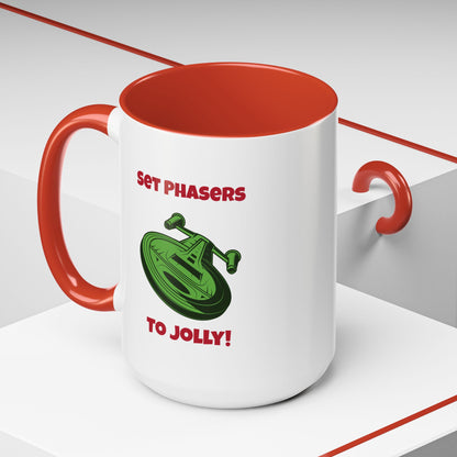 Jolly Phasers Funny SciFi Christmas Accent Mug-welovescifi.net