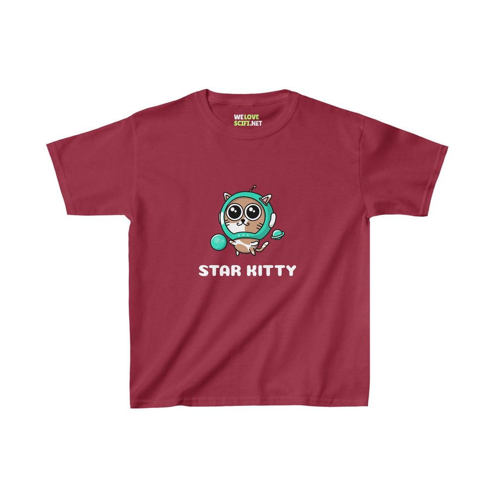 Star Kitty Kids Cat Astronaut Tee Heavy Cotton for Sci-Fi 