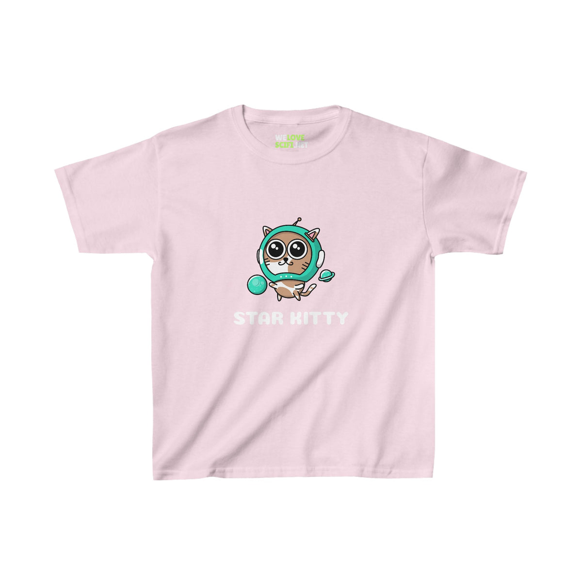 Star Kitty Kids Cat Astronaut Tee Heavy Cotton for Sci-Fi 