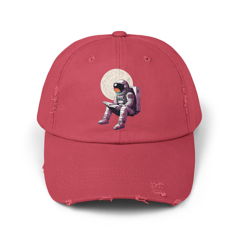 Space Art Cap Read That Book Astronaut Distressed Unisex Cap