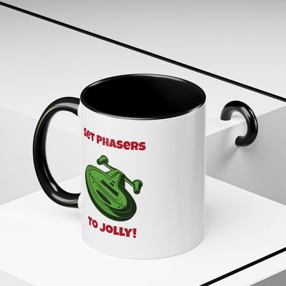 Jolly Phasers Funny SciFi Christmas Accent Mug-welovescifi.net