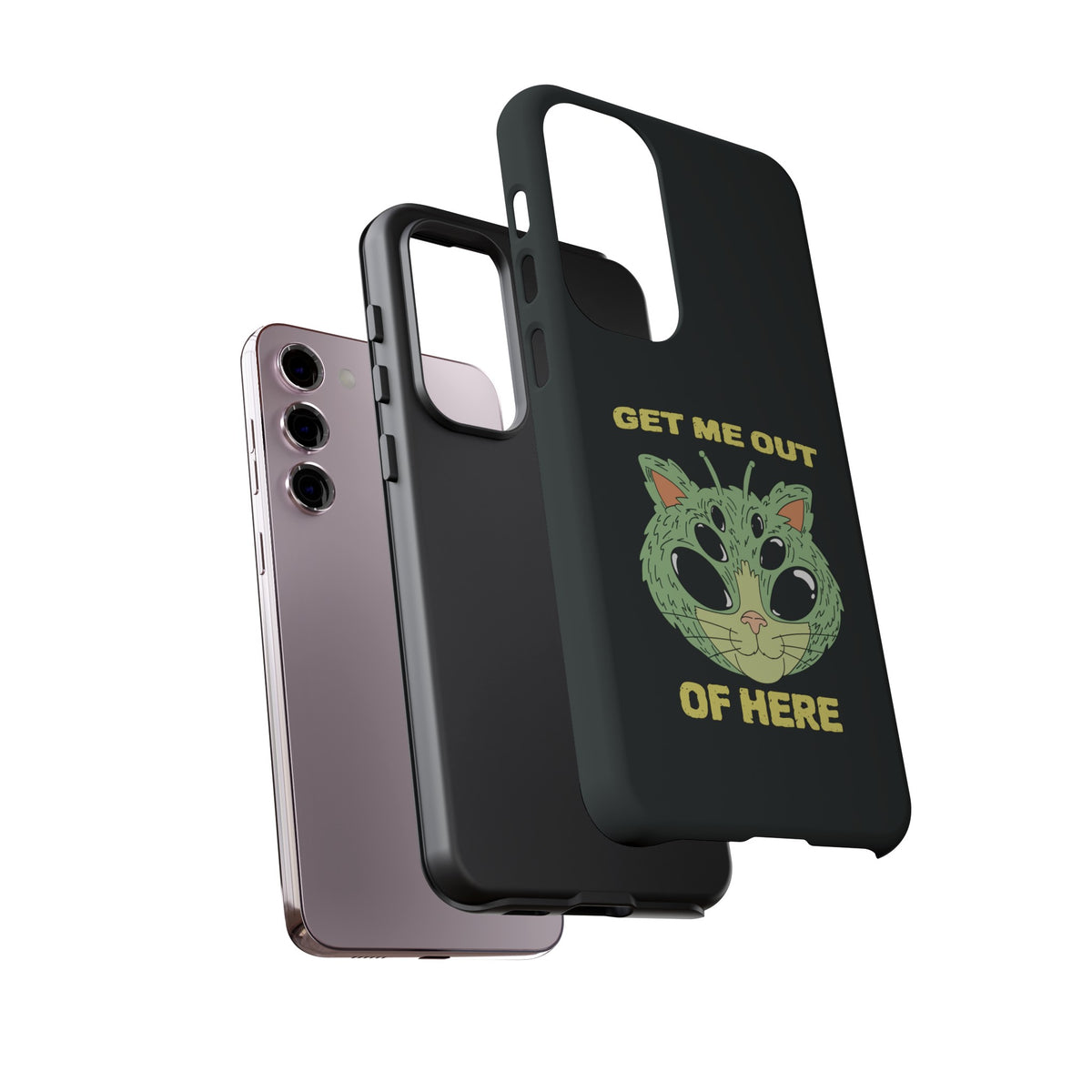 Get Me Out Of Here Funny UFO Sci-Fi Cat Tough Samsung Cases