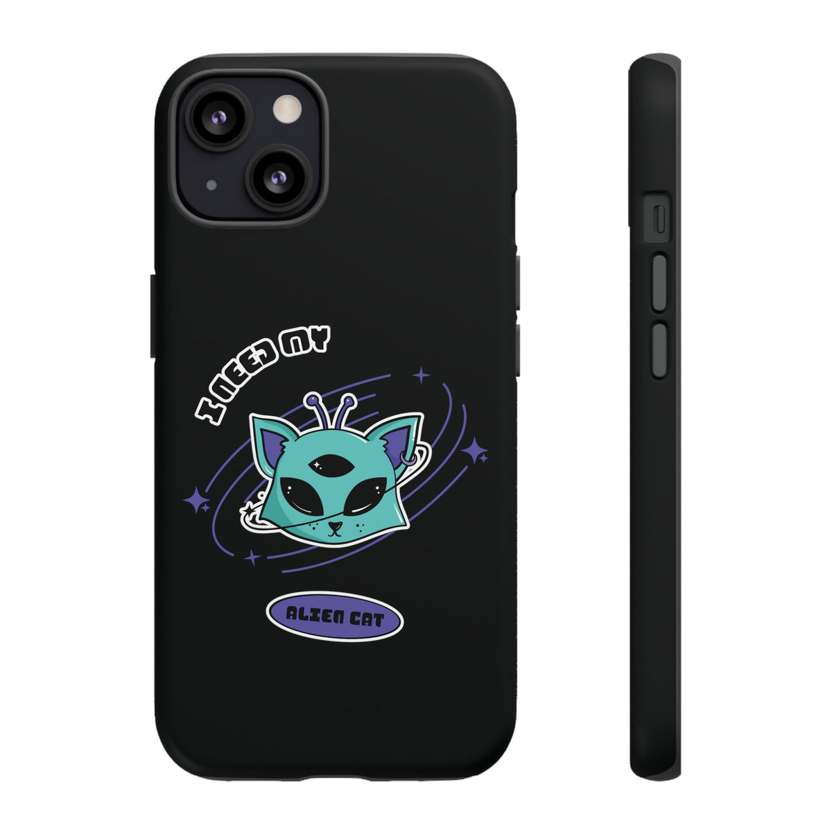 Alien Cat iPhone Case | Funny UFO Sci-Fi Tough Mobile Cover